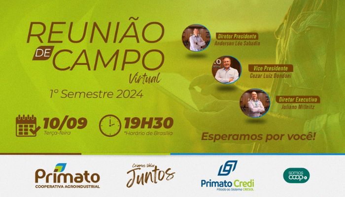 Primato convida seus cooperados para reunião de campo virtual